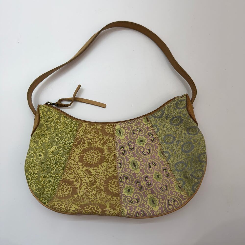 Vintage Y2K 2000s Floral Leather Shoulder Bag